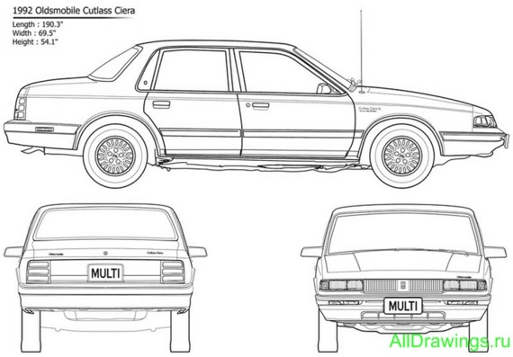 Oldsmobile Cutlass Ciera (1992) (Олдсмобиль Катласс Циера (1992)) - чертежи (рисунки) автомобиля